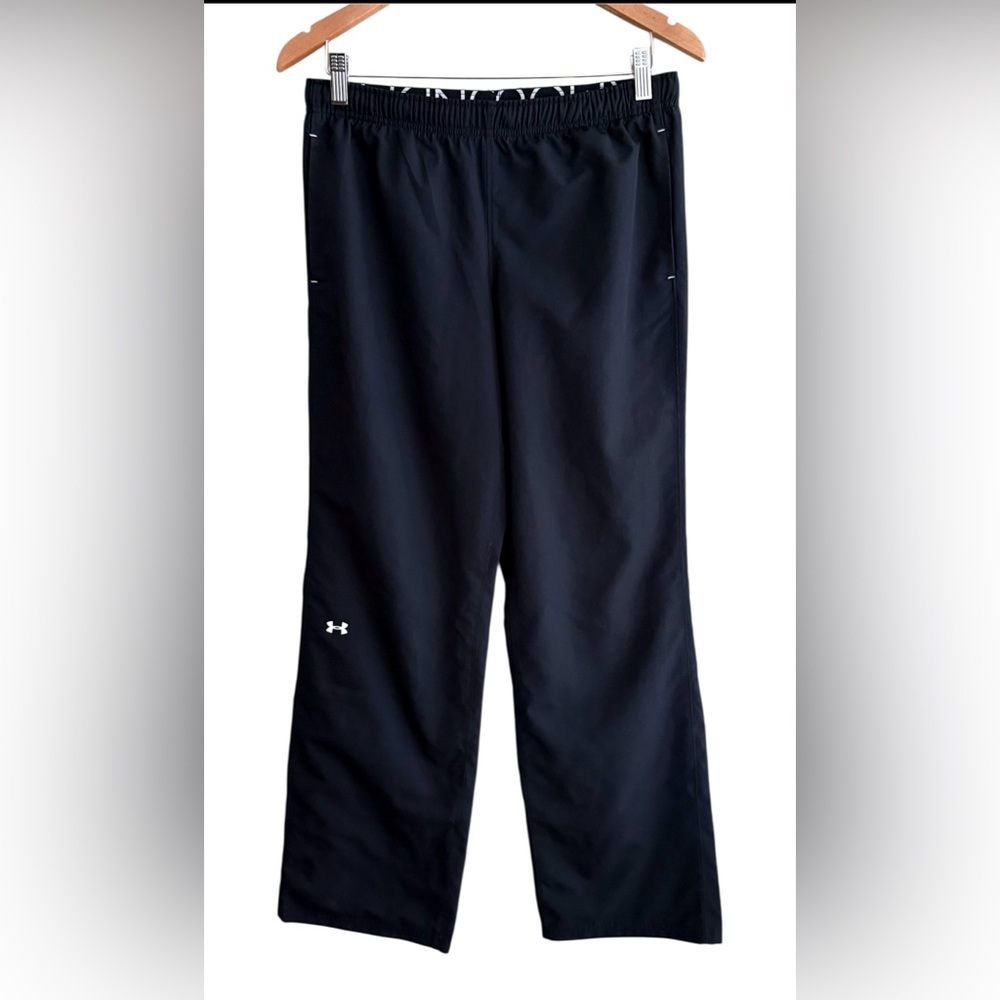 Under Armour Black and White Semi Fitted Windbreaker Track Pants Joggers